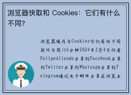 浏览器快取和 Cookies：它们有什么不同？