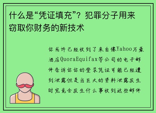 什么是“凭证填充”？犯罪分子用来窃取你财务的新技术 